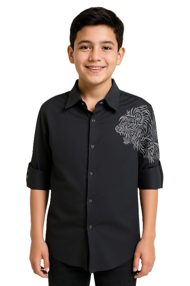 CHARCHIT Boys Full Sleeves Embroidered Shirt - Image 1